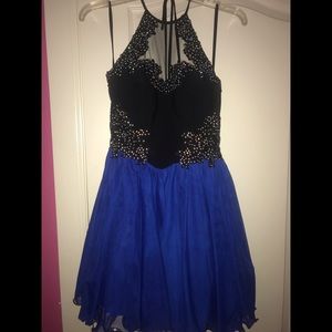 Black and Cobalt Blue Cocktail Dress
